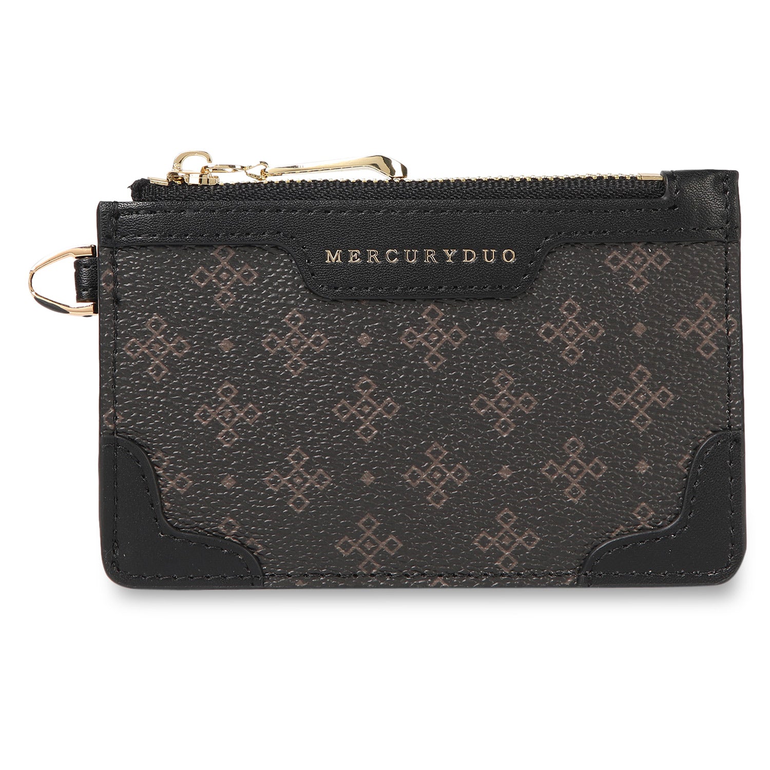 マーキュリーデュオ MERCURYDUO マーキュリーデュオ MERCURYDUO 錢包 卡片夾 女士 L字拉鍊 MONOGRAM SLIM WALLET 黑色 米白色 黑色 MER-90080W