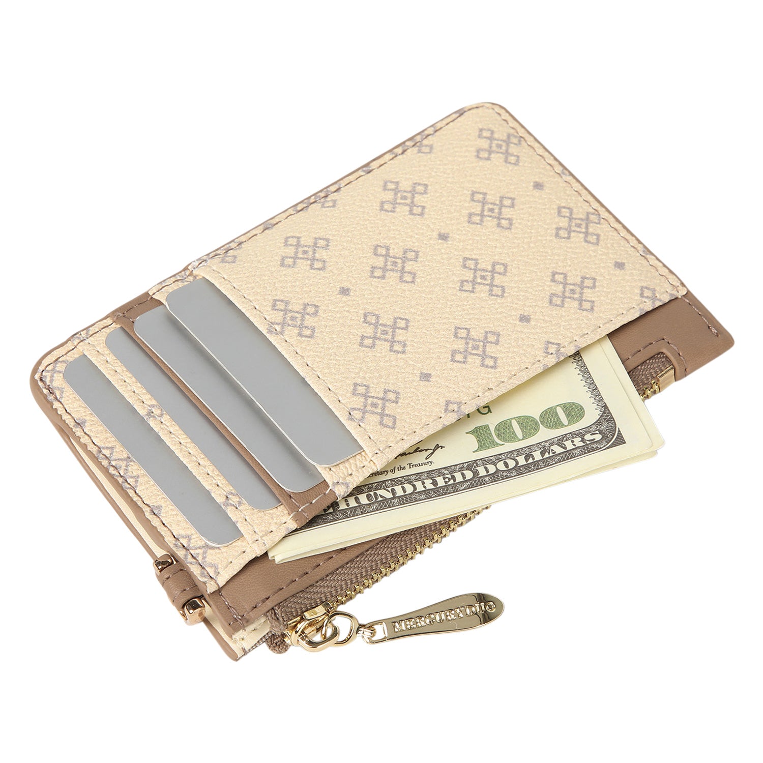 マーキュリーデュオ MERCURYDUO マーキュリーデュオ MERCURYDUO 財布 カードケース レディース L字ファスナー MONOGRAM SLIM WALLET ブラック ベージュ 黒 MER-90080W