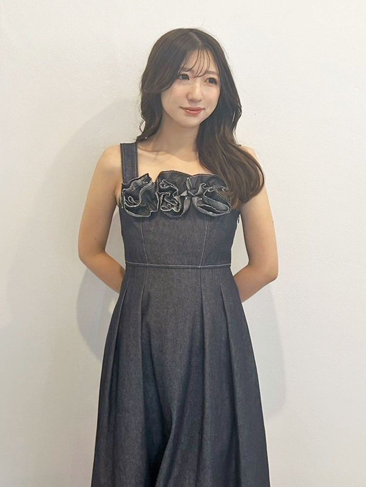 マーキュリーデュオ MERCURYDUO デニムフラワーモチーフジャンスカ （オフホワイト） オフホワイト