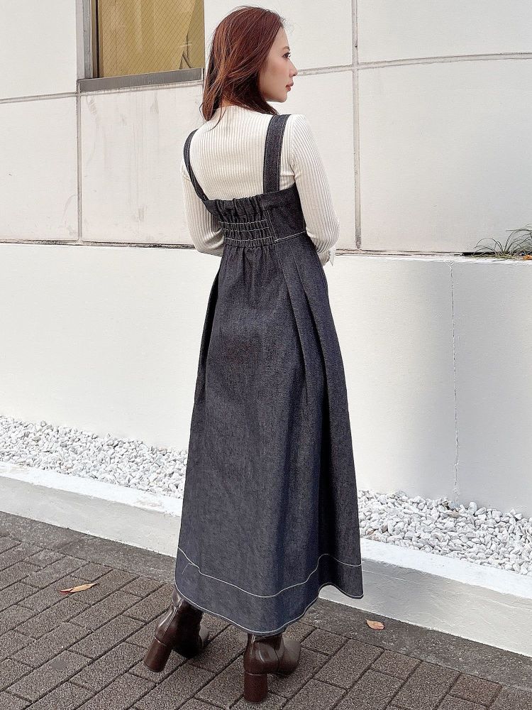 マーキュリーデュオ MERCURYDUO デニムフラワーモチーフジャンスカ （オフホワイト） オフホワイト