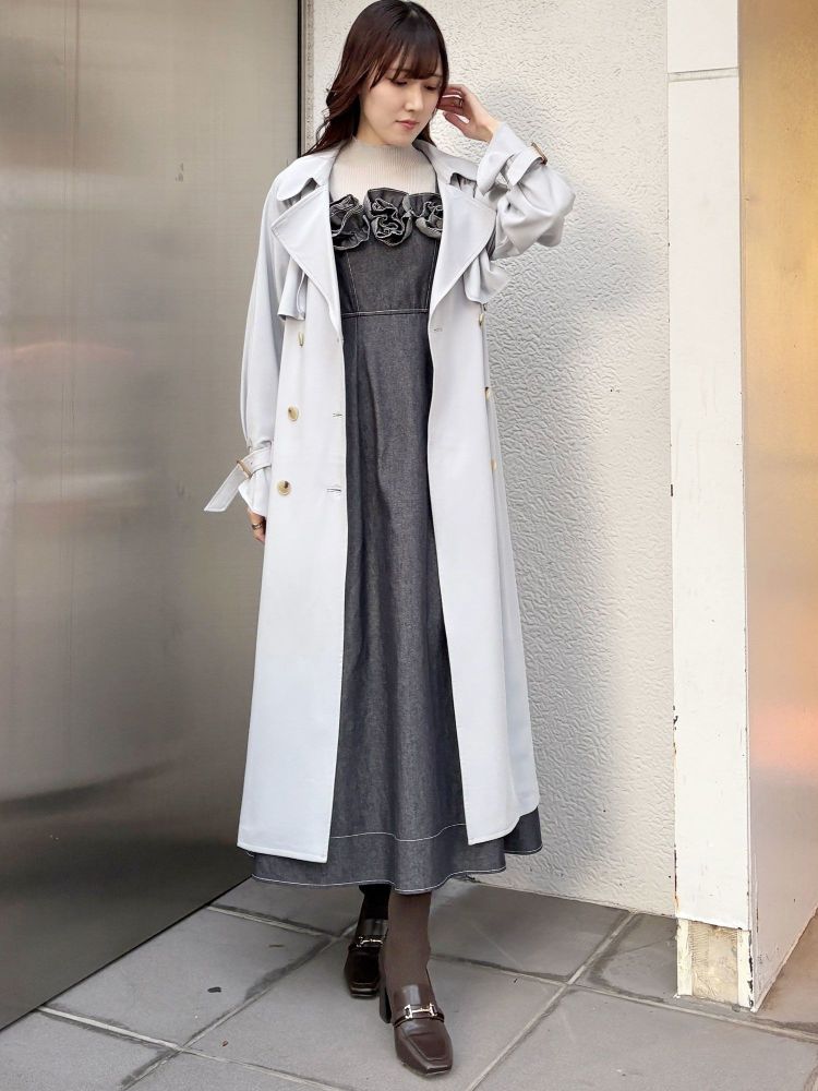 マーキュリーデュオ MERCURYDUO デニムフラワーモチーフジャンスカ （オフホワイト） オフホワイト