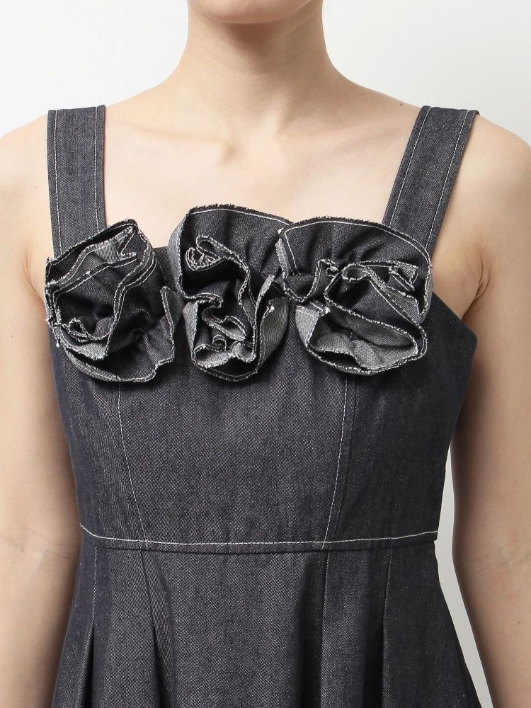 マーキュリーデュオ MERCURYDUO デニムフラワーモチーフジャンスカ （オフホワイト） オフホワイト