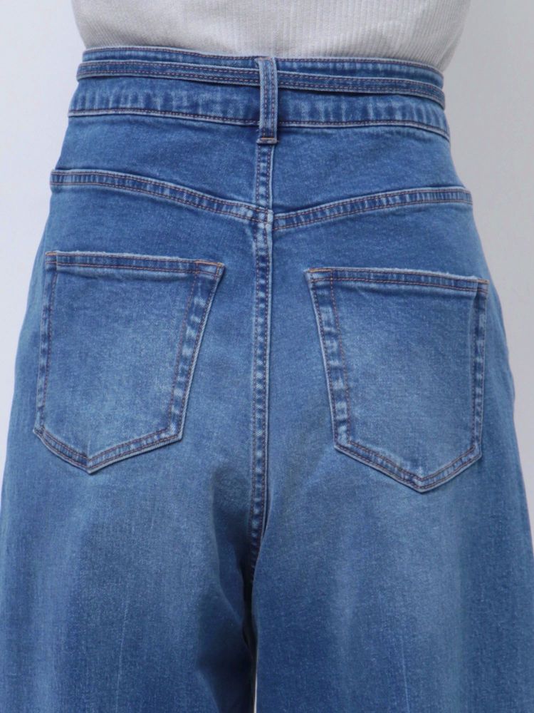 マーキュリーデュオ MERCURYDUO ハイライズワイドレッグデニム （ブルー） ブルー