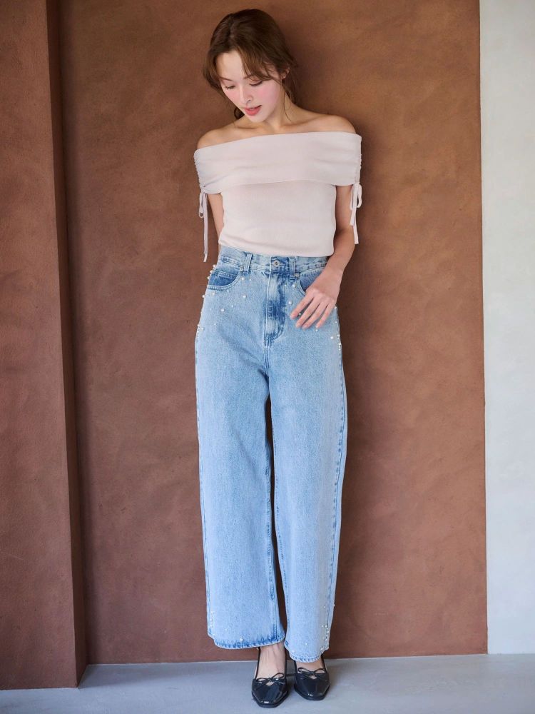 マーキュリーデュオ MERCURYDUO パールデニムパンツ （ブルー） ブルー