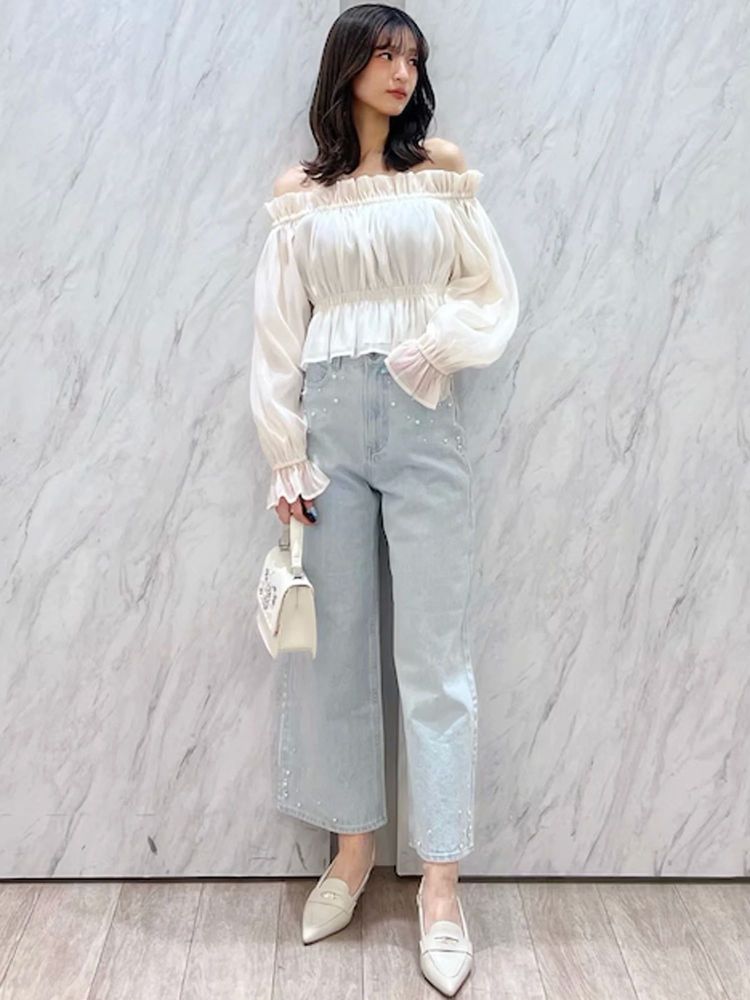 マーキュリーデュオ MERCURYDUO パールデニムパンツ （ブルー） ブルー