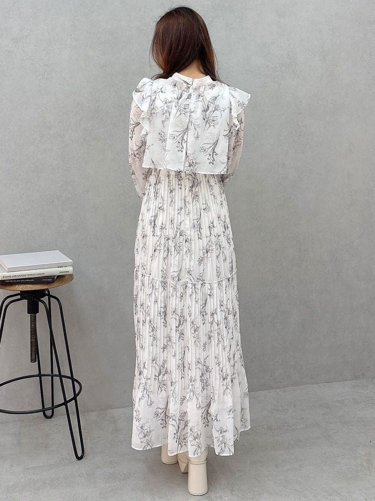 マーキュリーデュオ MERCURYDUO 花柄プリーツティアードワンピース （アイスブルー） アイスブルー