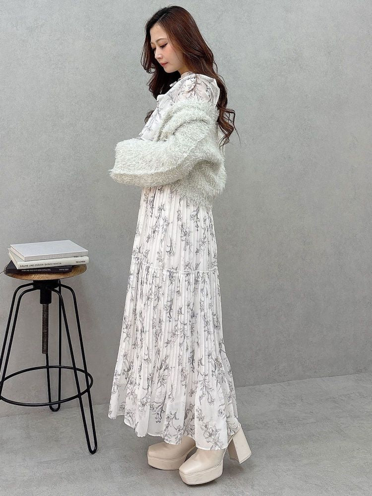 マーキュリーデュオ MERCURYDUO 花柄プリーツティアードワンピース （アイスブルー） アイスブルー