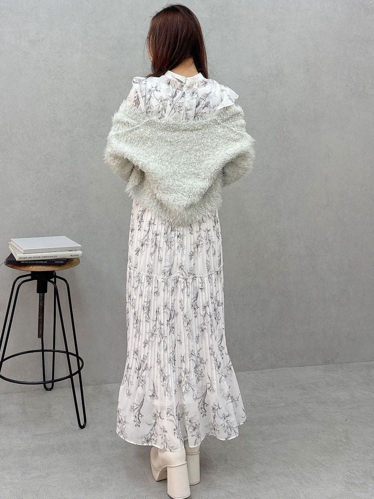 マーキュリーデュオ MERCURYDUO 花柄プリーツティアードワンピース （アイスブルー） アイスブルー