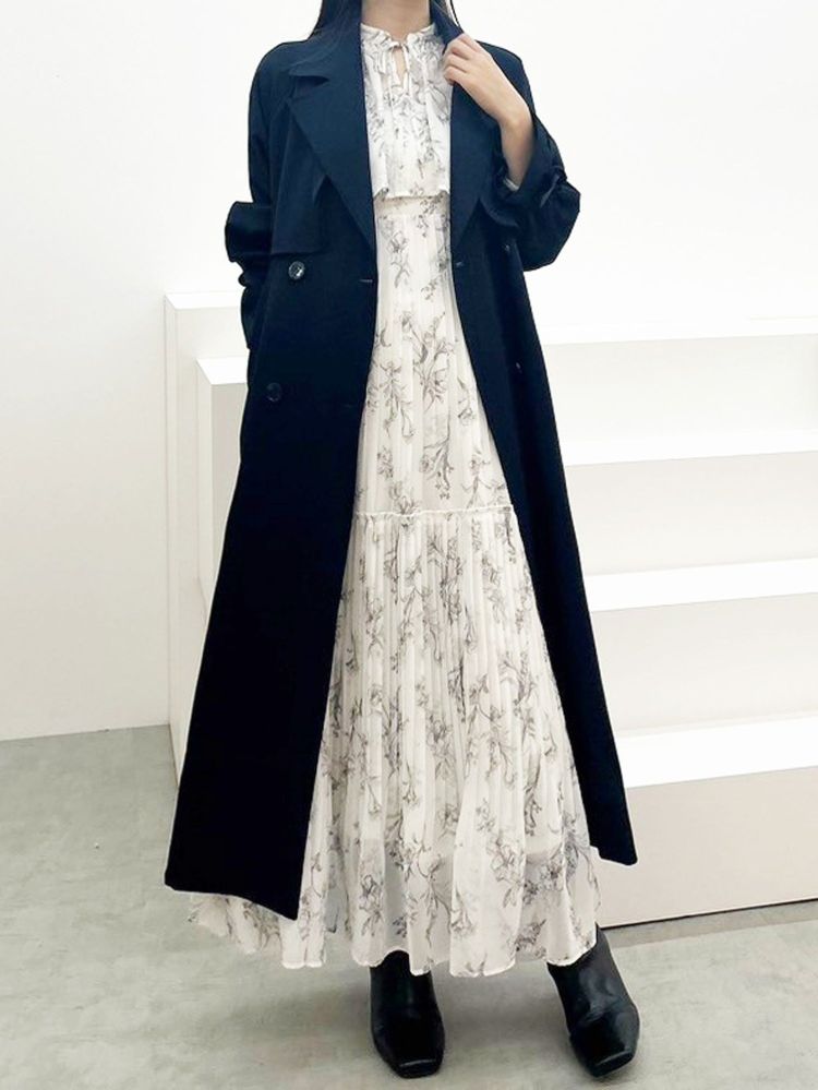 マーキュリーデュオ MERCURYDUO 花柄プリーツティアードワンピース （アイスブルー） アイスブルー