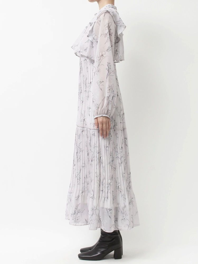 マーキュリーデュオ MERCURYDUO 花柄プリーツティアードワンピース （アイスブルー） アイスブルー