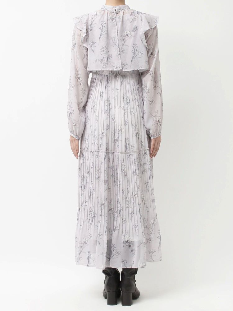 マーキュリーデュオ MERCURYDUO 花柄プリーツティアードワンピース （アイスブルー） アイスブルー