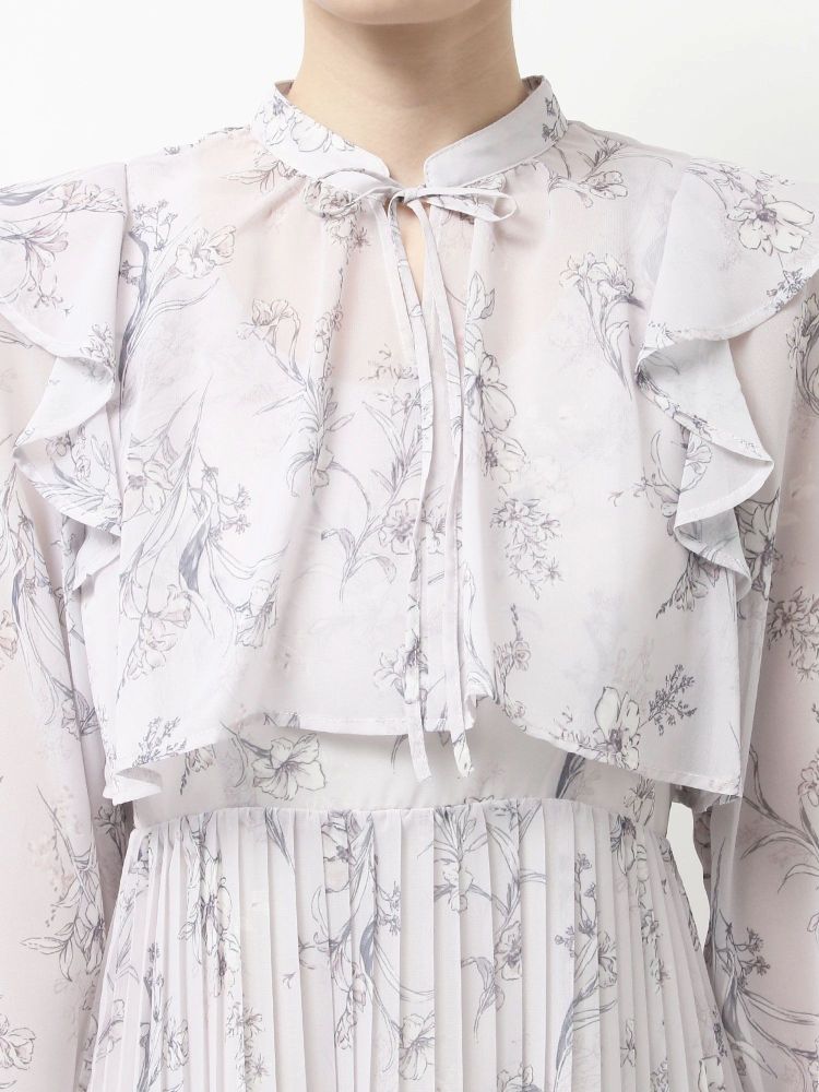 マーキュリーデュオ MERCURYDUO 花柄プリーツティアードワンピース （アイスブルー） アイスブルー