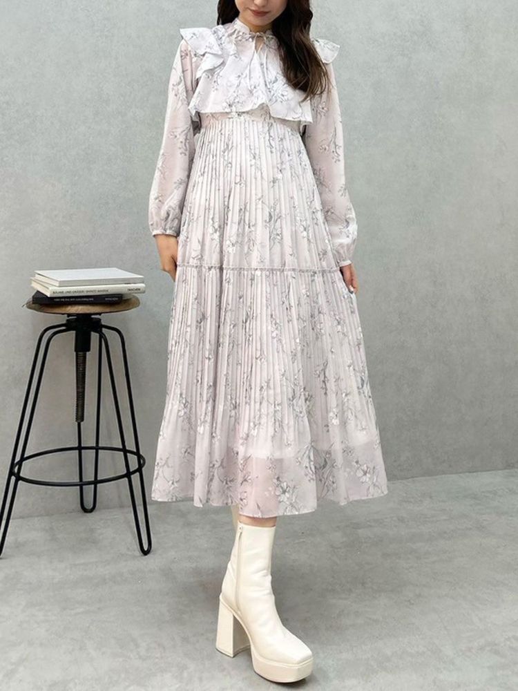 マーキュリーデュオ MERCURYDUO 花柄プリーツティアードワンピース （ベビーピンク） ベビーピンク