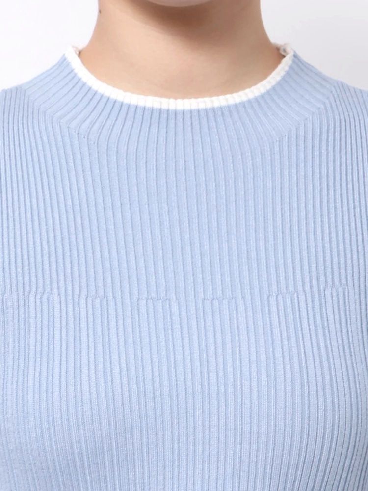 マーキュリーデュオ MERCURYDUO 配色クロスリボンニットワンピース （ブルー） ブルー