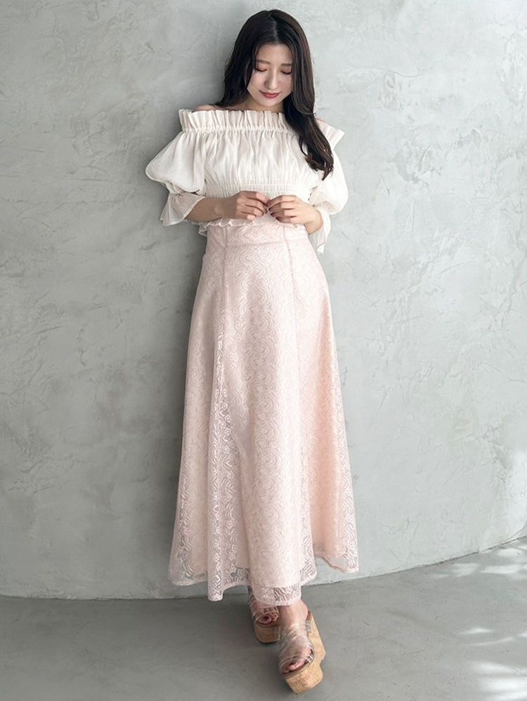 マーキュリーデュオ MERCURYDUO 2WAYオフショルシャーリングブラウス （オフホワイト） オフホワイト