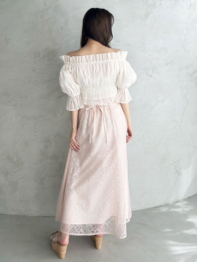 マーキュリーデュオ MERCURYDUO 2WAYオフショルシャーリングブラウス （オフホワイト） オフホワイト