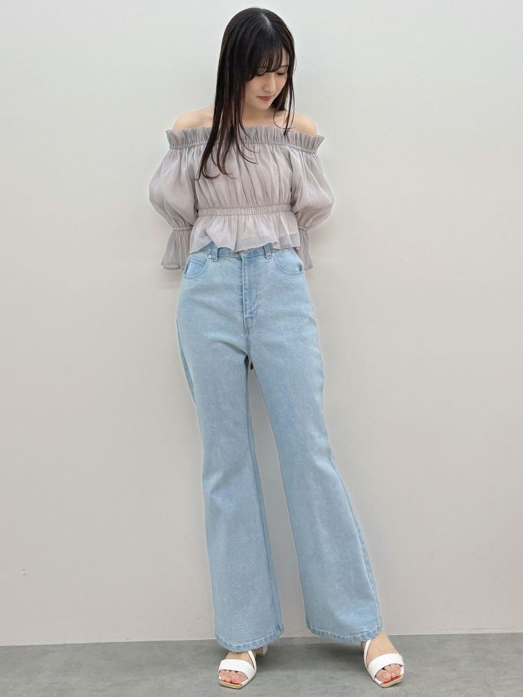 マーキュリーデュオ MERCURYDUO 2WAYオフショルシャーリングブラウス （オフホワイト） オフホワイト