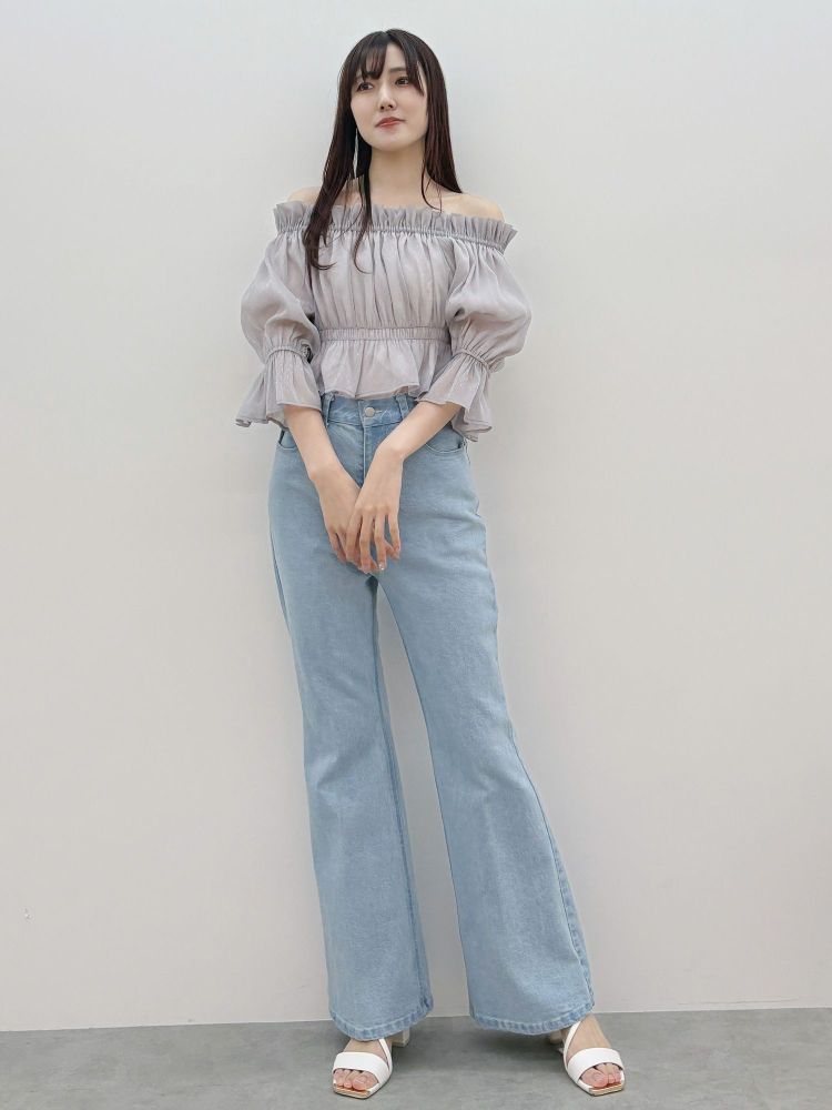 マーキュリーデュオ MERCURYDUO 2WAYオフショルシャーリングブラウス （オフホワイト） オフホワイト