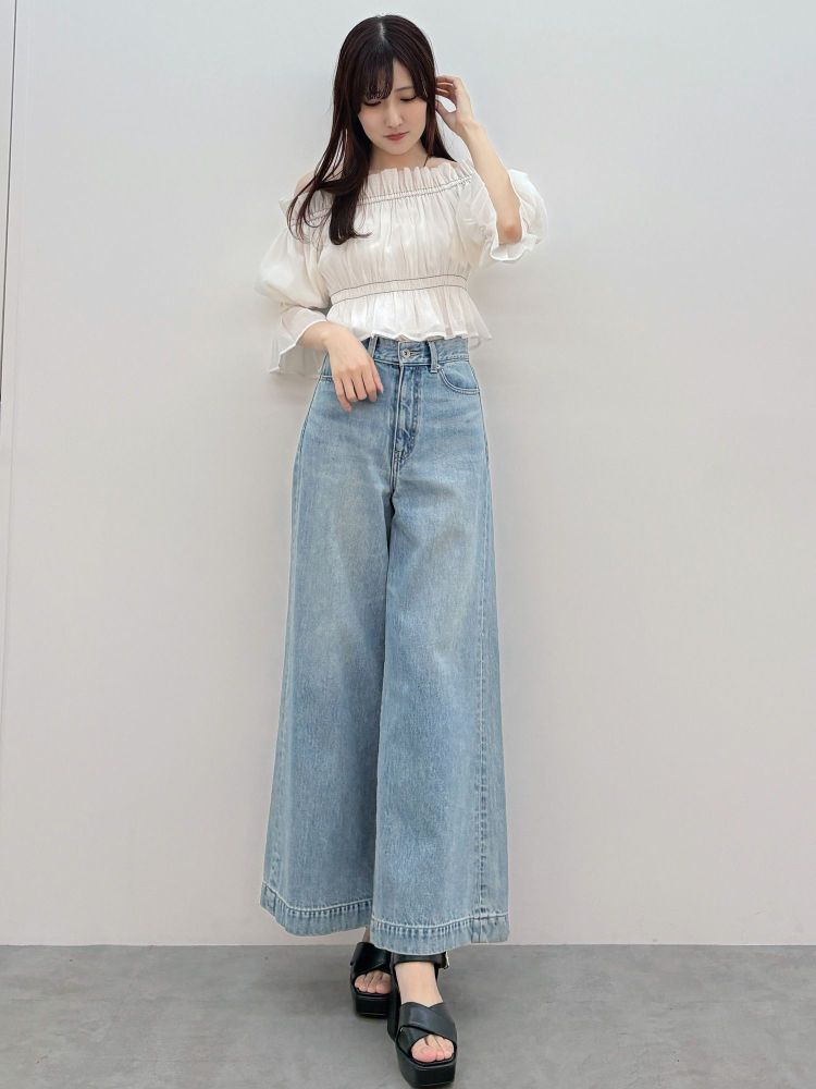 マーキュリーデュオ MERCURYDUO 2WAYオフショルシャーリングブラウス （オフホワイト） オフホワイト