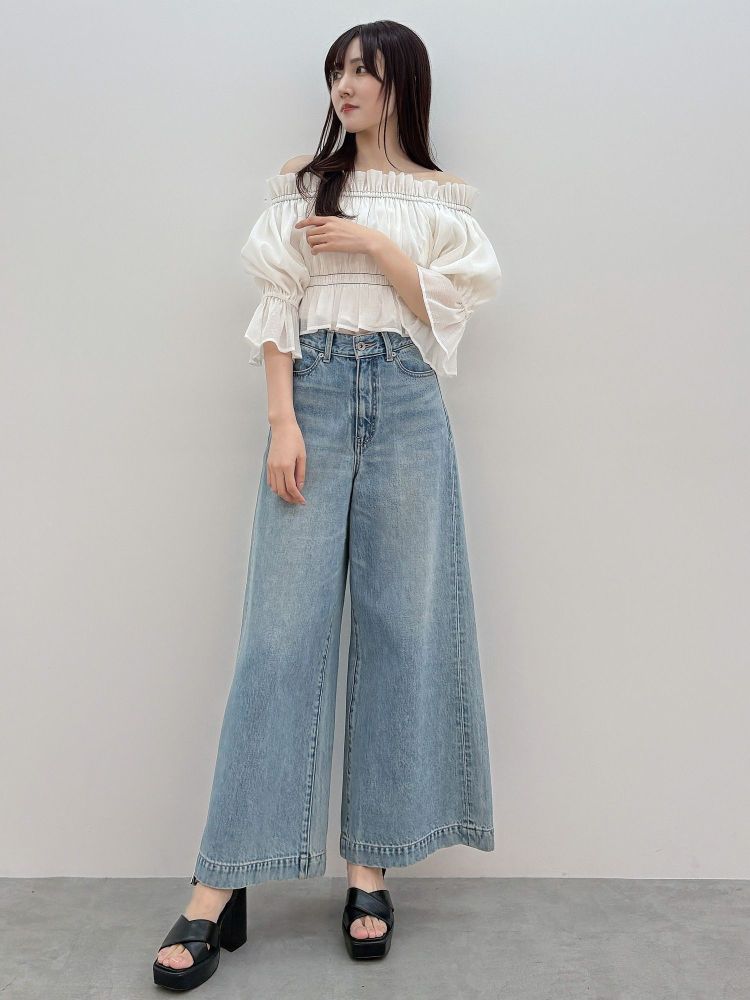 マーキュリーデュオ MERCURYDUO 2WAYオフショルシャーリングブラウス （オフホワイト） オフホワイト