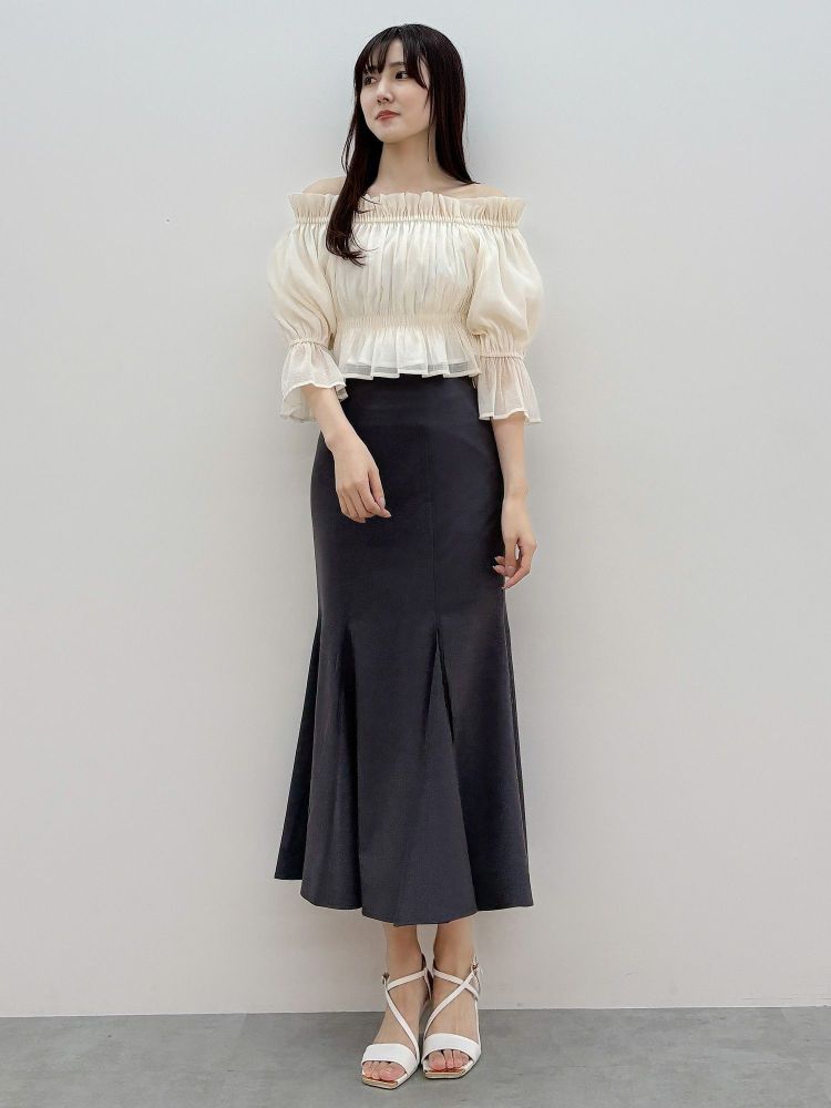 マーキュリーデュオ MERCURYDUO 2WAYオフショルシャーリングブラウス （オフホワイト） オフホワイト