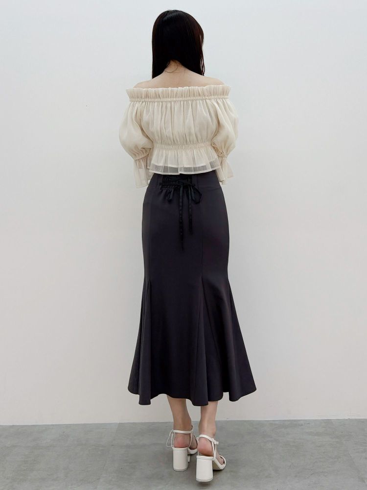 マーキュリーデュオ MERCURYDUO 2WAYオフショルシャーリングブラウス （オフホワイト） オフホワイト