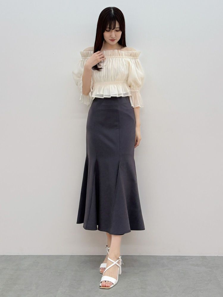 マーキュリーデュオ MERCURYDUO 2WAYオフショルシャーリングブラウス （オフホワイト） オフホワイト