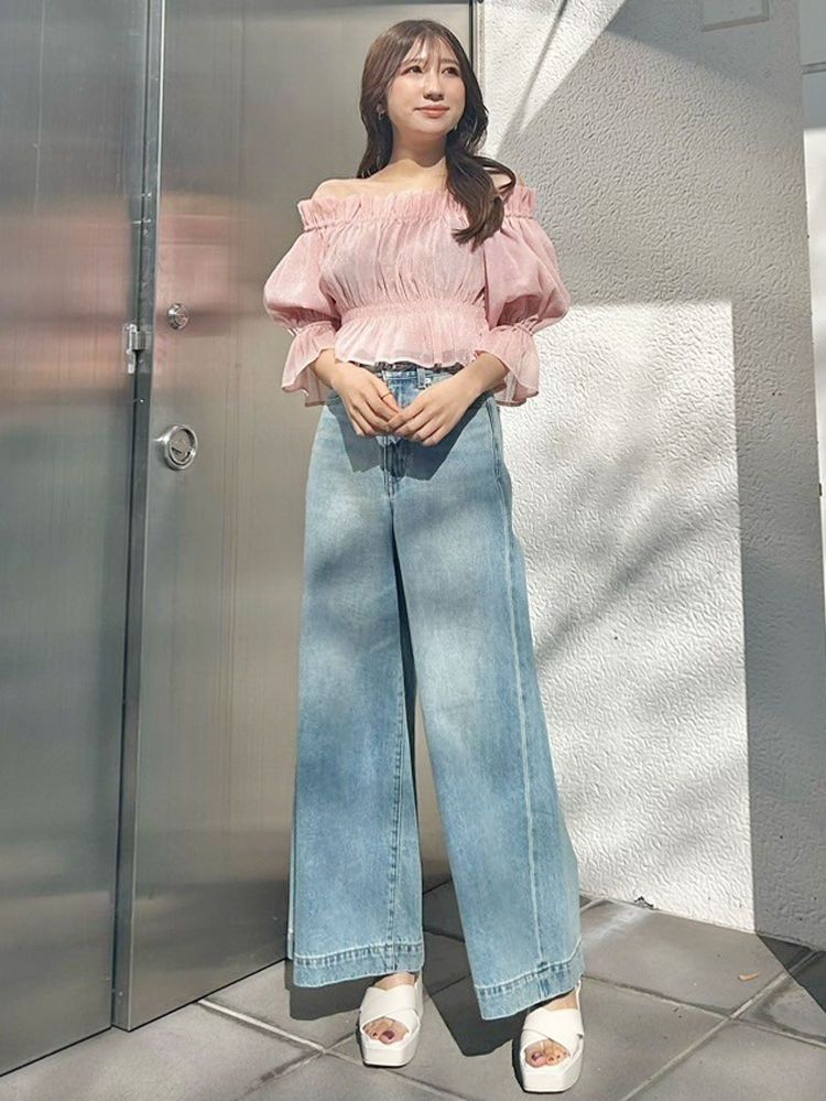 マーキュリーデュオ MERCURYDUO 2WAYオフショルシャーリングブラウス （オフホワイト） オフホワイト