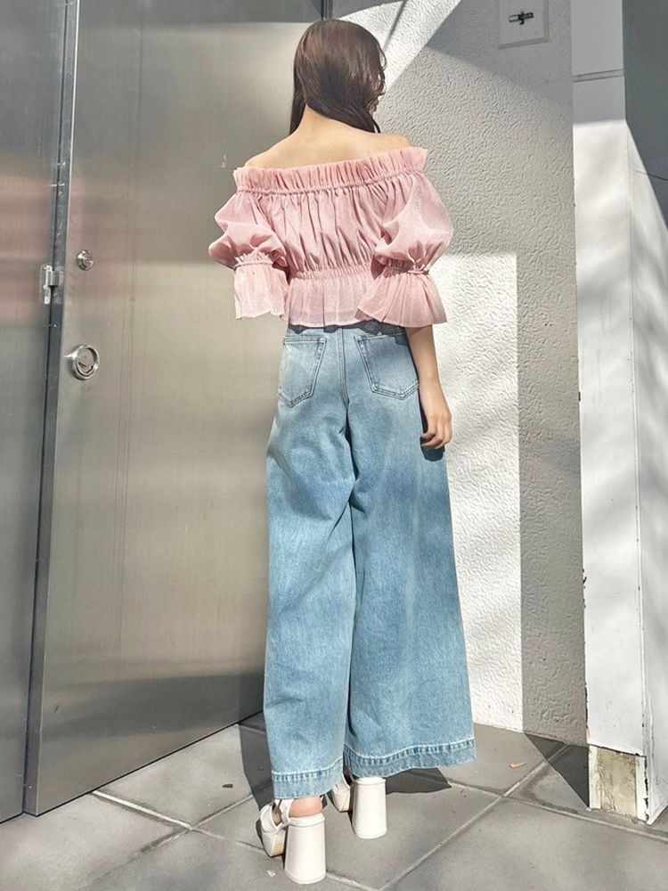 マーキュリーデュオ MERCURYDUO 2WAYオフショルシャーリングブラウス （オフホワイト） オフホワイト