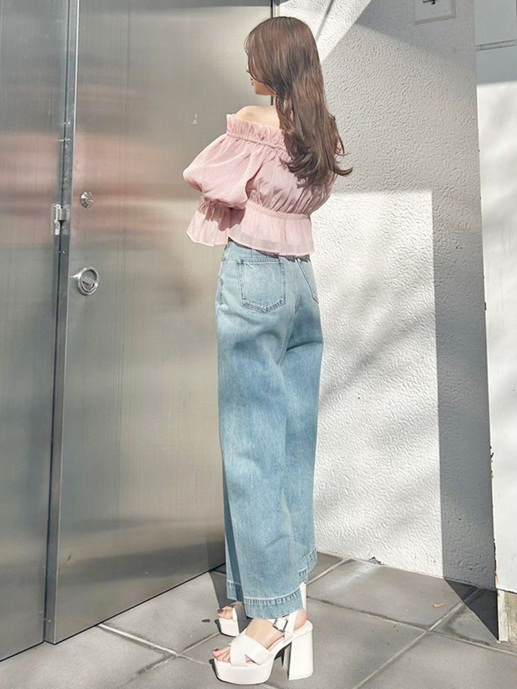 マーキュリーデュオ MERCURYDUO 2WAYオフショルシャーリングブラウス （オフホワイト） オフホワイト