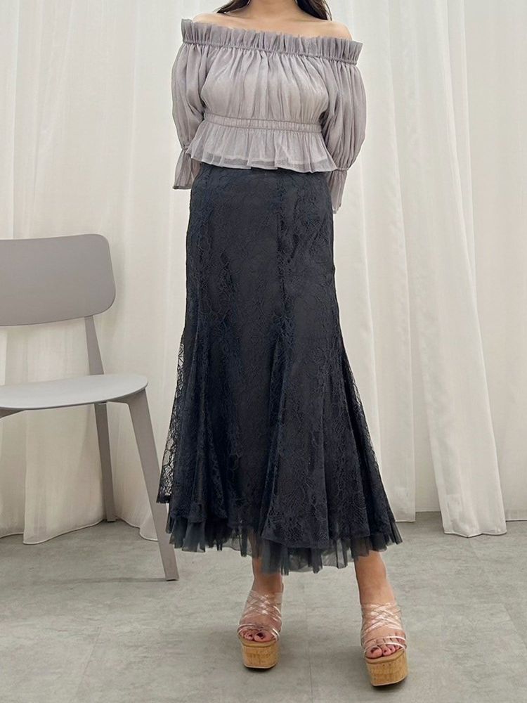 マーキュリーデュオ MERCURYDUO 2WAYオフショルシャーリングブラウス （オフホワイト） オフホワイト