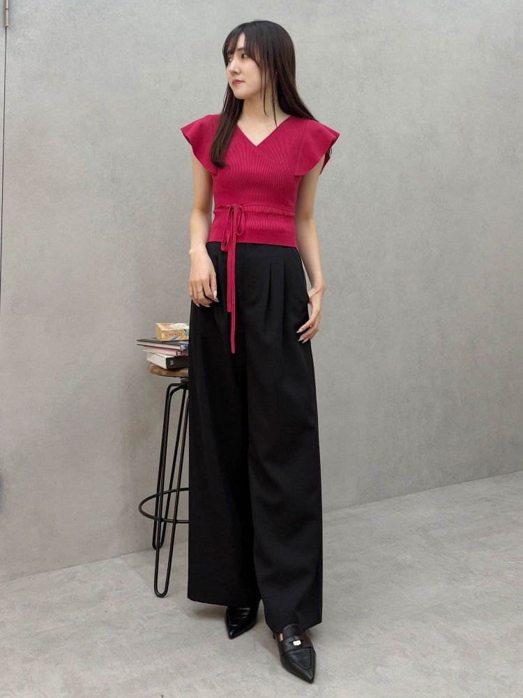 マーキュリーデュオ MERCURYDUO カシュクールラッフルコンパクトニット （ベージュ） ベージュ