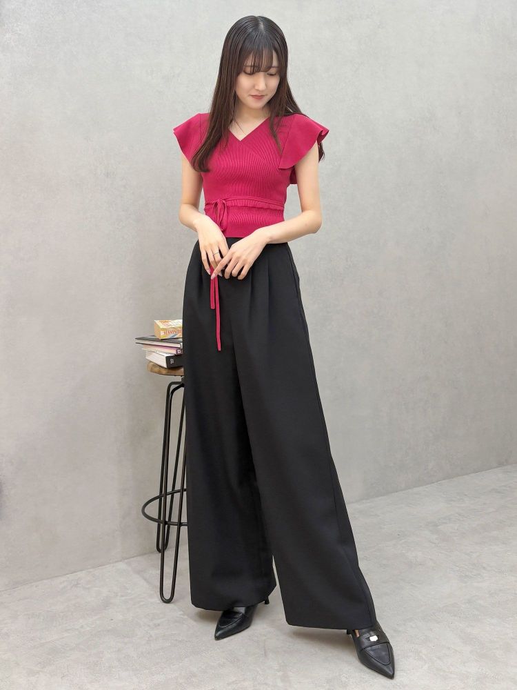 マーキュリーデュオ MERCURYDUO カシュクールラッフルコンパクトニット （ベージュ） ベージュ