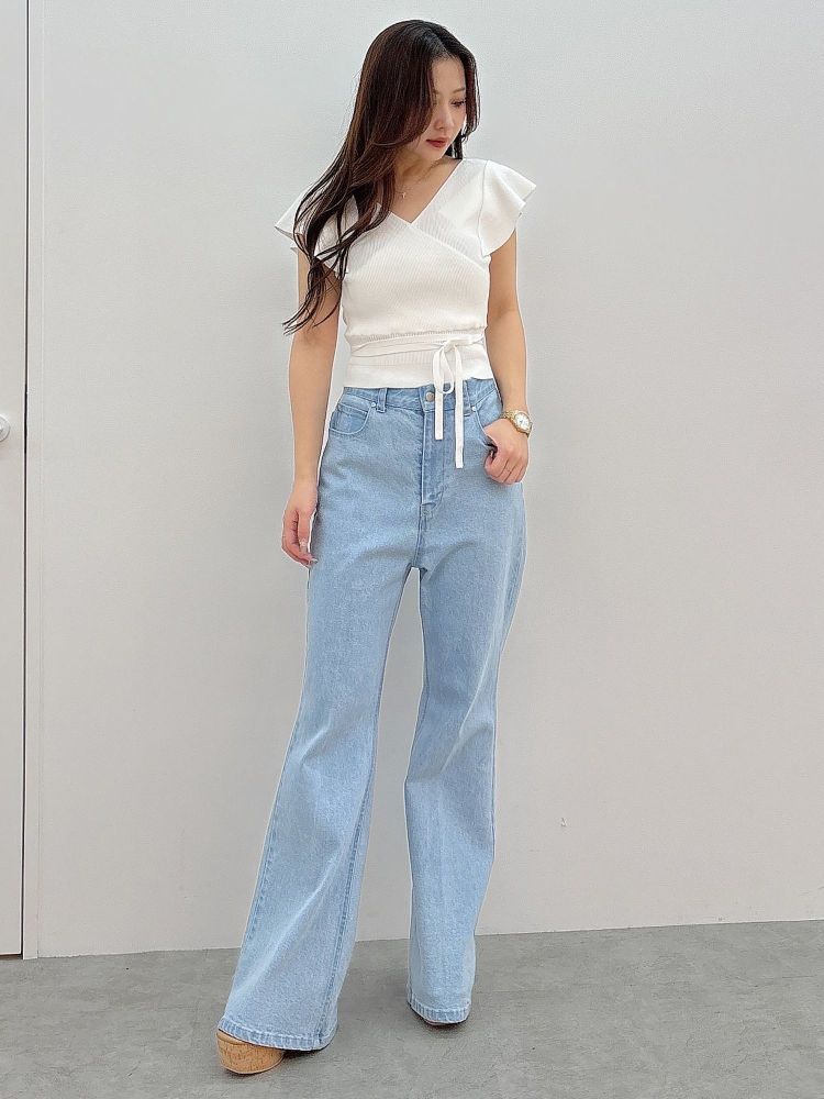マーキュリーデュオ MERCURYDUO カシュクールラッフルコンパクトニット （ベージュ） ベージュ