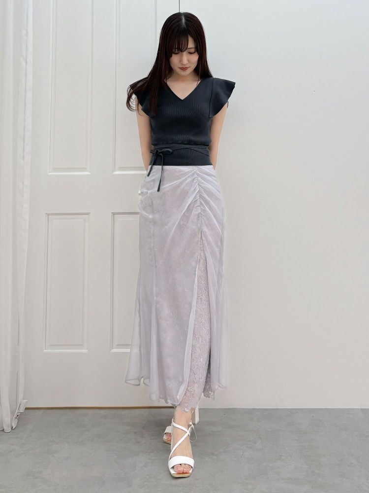 マーキュリーデュオ MERCURYDUO カシュクールラッフルコンパクトニット （ベージュ） ベージュ