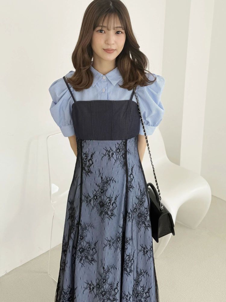 マーキュリーデュオ MERCURYDUO ビスチェドッキングパワショルシャツワンピース （オフホワイト） オフホワイト