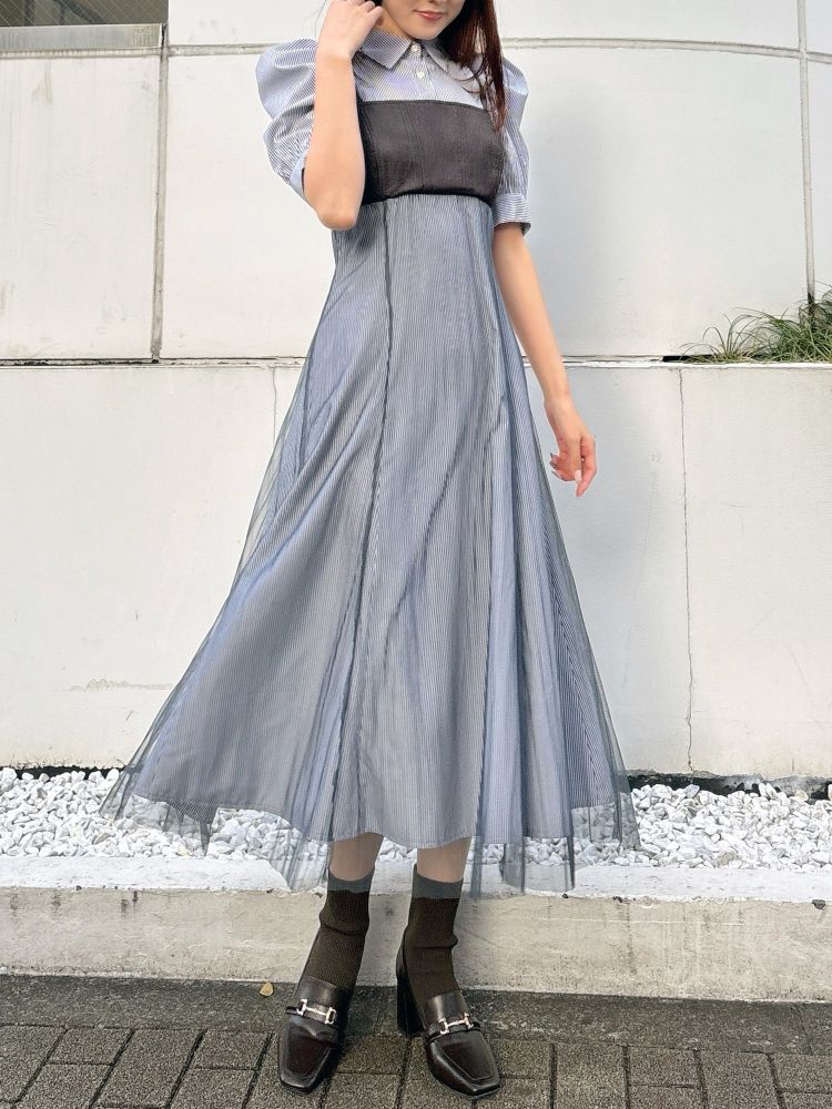 マーキュリーデュオ MERCURYDUO ビスチェドッキングパワショルシャツワンピース （オフホワイト） オフホワイト