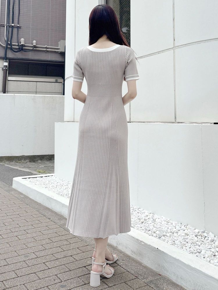 マーキュリーデュオ MERCURYDUO バイカラーニットワンピース （ベージュ） ベージュ