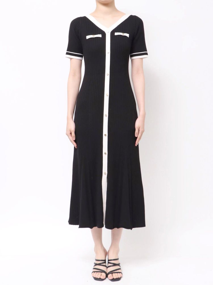 マーキュリーデュオ MERCURYDUO バイカラーニットワンピース （ベージュ） ベージュ