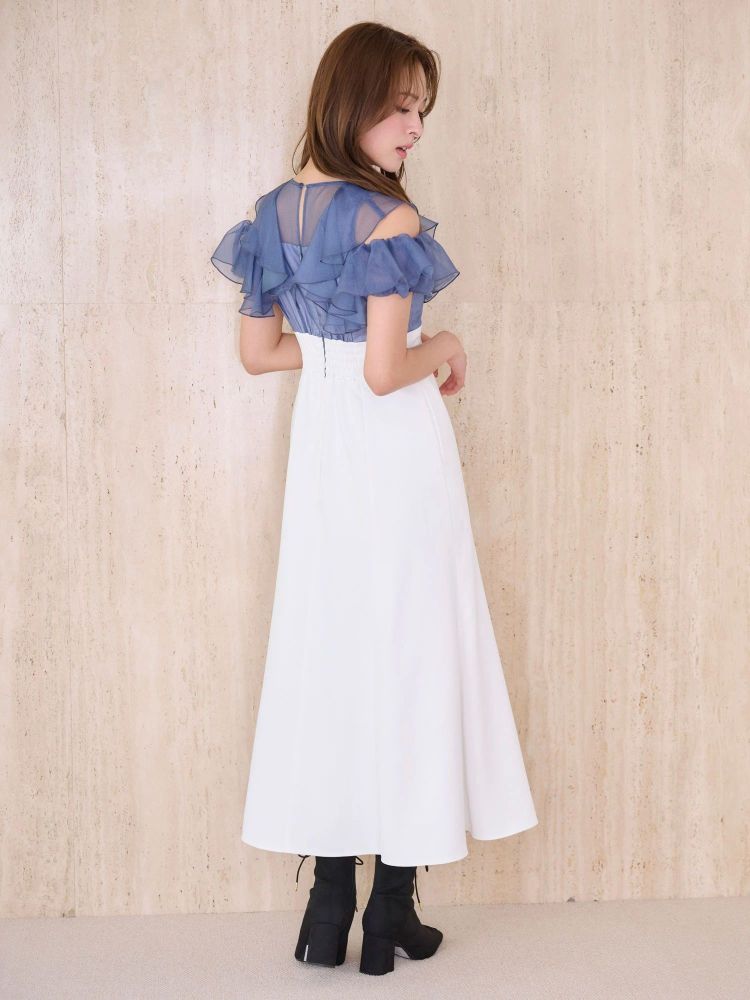 マーキュリーデュオ MERCURYDUO 2WAYシアーラッフルドッキングワンピース （ブラック） ブラック