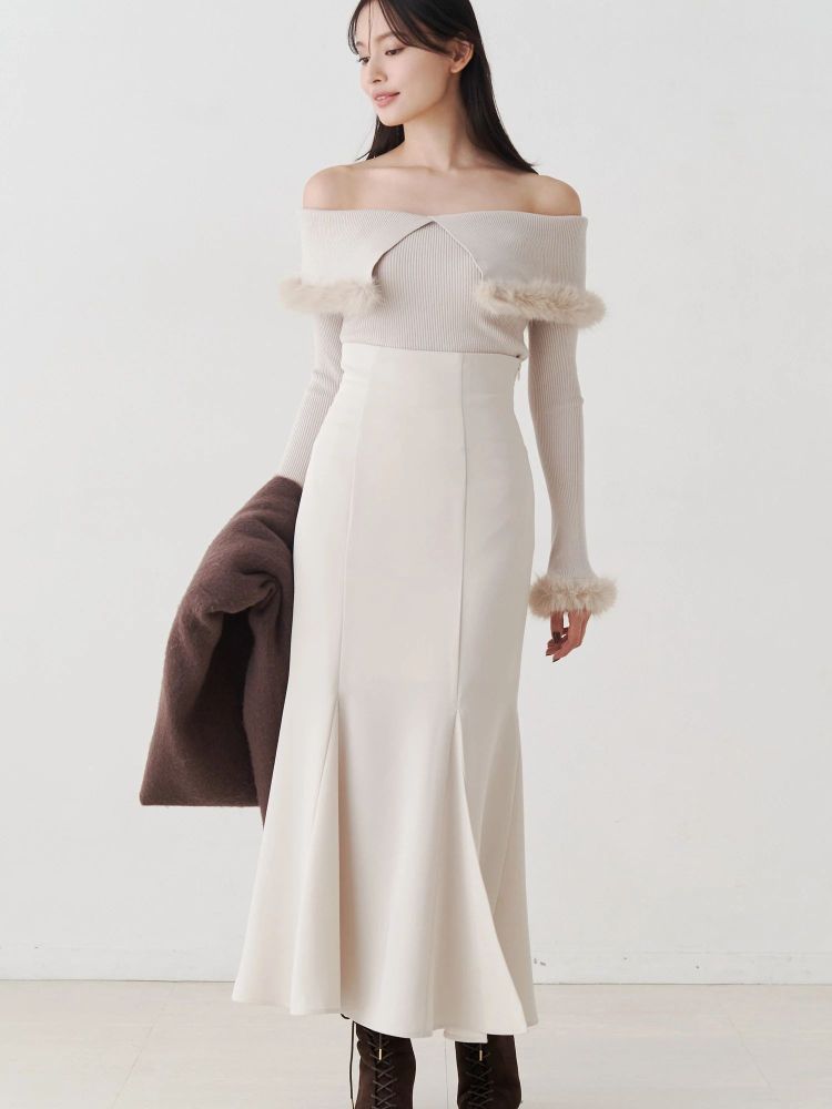 マーキュリーデュオ MERCURYDUO バックレースアップストレッチマーメイドスカート （アイボリー） アイボリー