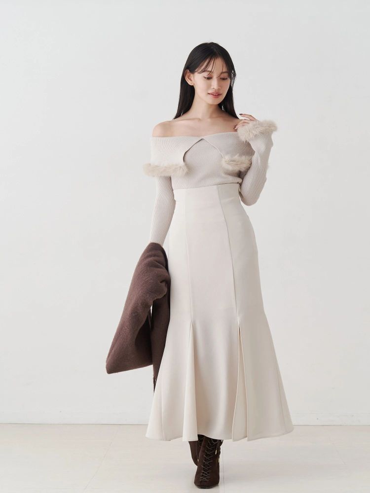 マーキュリーデュオ MERCURYDUO バックレースアップストレッチマーメイドスカート （アイボリー） アイボリー