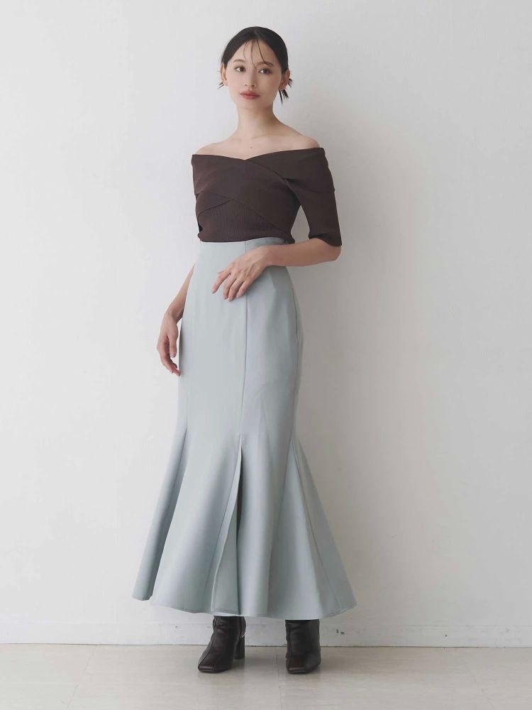 マーキュリーデュオ MERCURYDUO バックレースアップストレッチマーメイドスカート （アイボリー） アイボリー