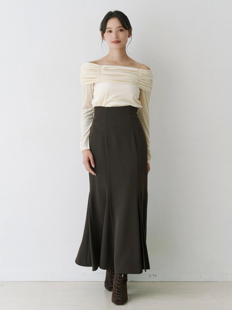 マーキュリーデュオ MERCURYDUO バックレースアップストレッチマーメイドスカート （アイボリー） アイボリー