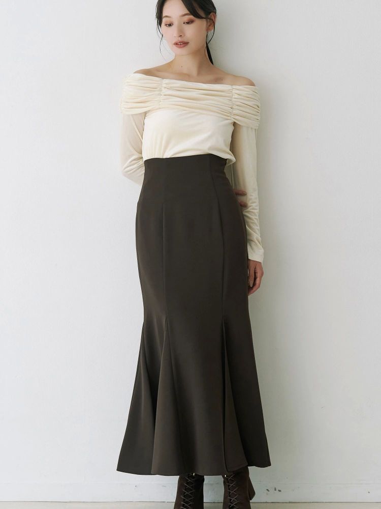 マーキュリーデュオ MERCURYDUO バックレースアップストレッチマーメイドスカート （アイボリー） アイボリー