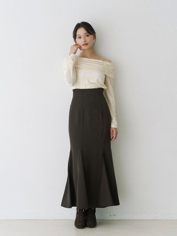 マーキュリーデュオ MERCURYDUO バックレースアップストレッチマーメイドスカート （アイボリー） アイボリー