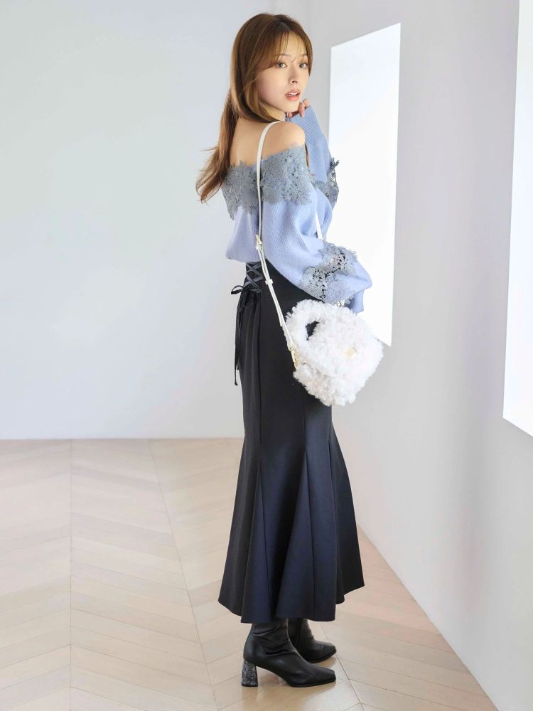 マーキュリーデュオ MERCURYDUO バックレースアップストレッチマーメイドスカート （アイボリー） アイボリー