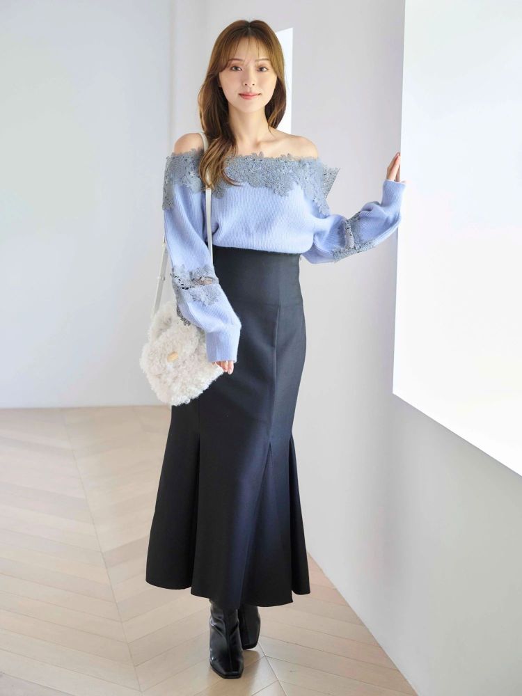 マーキュリーデュオ MERCURYDUO バックレースアップストレッチマーメイドスカート （アイボリー） アイボリー