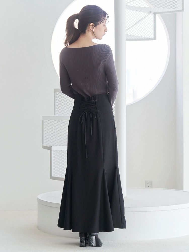 マーキュリーデュオ MERCURYDUO バックレースアップストレッチマーメイドスカート （アイボリー） アイボリー