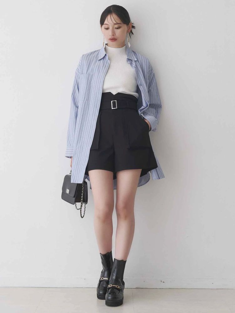 マーキュリーデュオ MERCURYDUO ワンポイント エンブロイダリーボーイフレンドシャツ （ブルー） ブルー